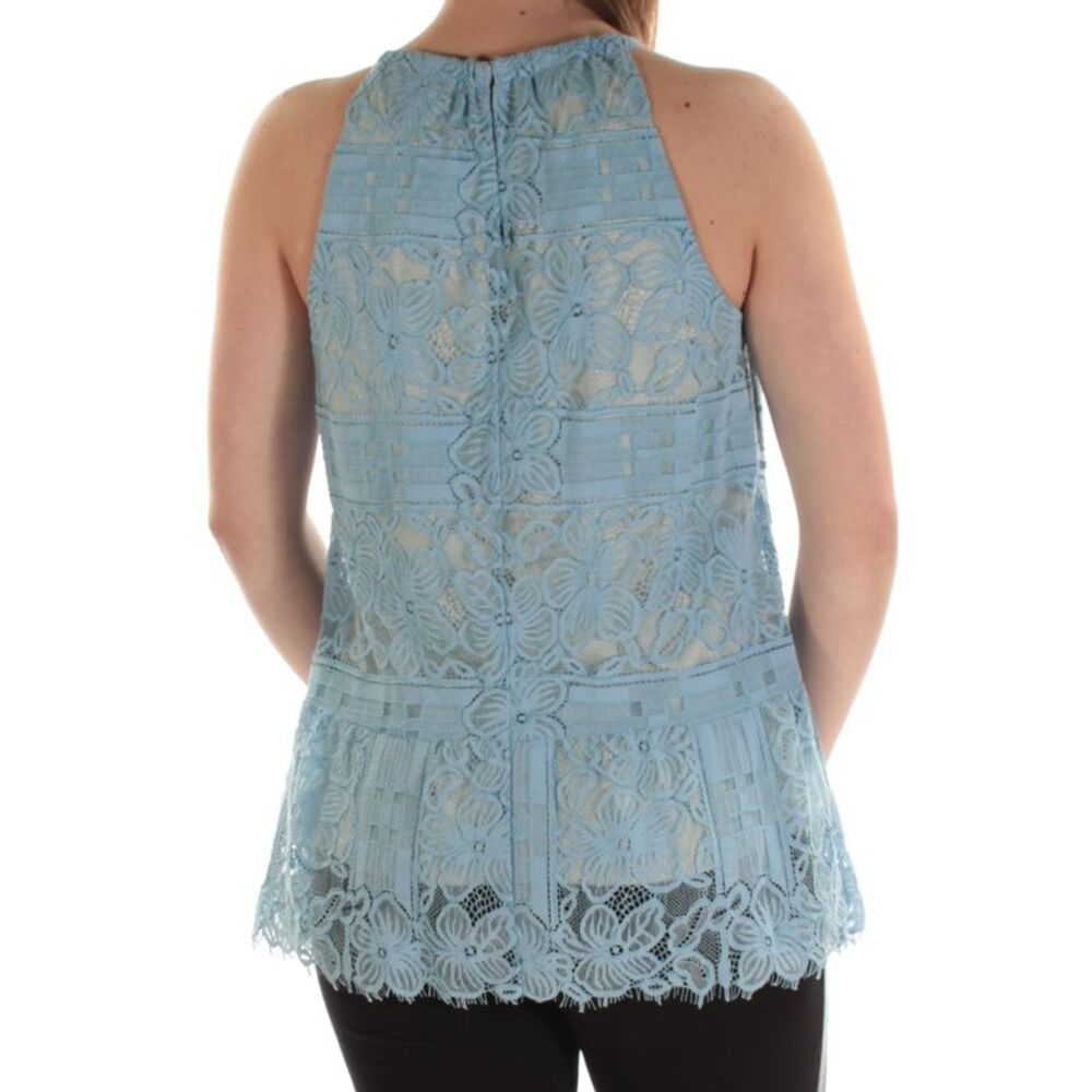 ALFANI Womens Blue Lace Sleeveless Halter Tank Top Size: 6 - Picture 3 of 3